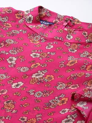 Pink printed georgette party-tops 5