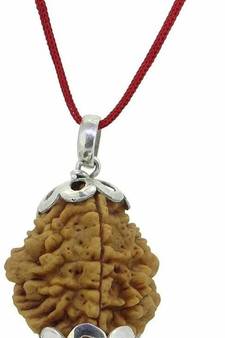 Original Lab Certified Nepali 2 Mukhi Two Faced Rudraksha Beads Pendant Silver Plated Bead Locket For Men & Women