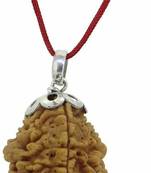 Original Lab Certified Nepali 2 Mukhi Two Faced Rudraksha Beads Pendant Silver Plated Bead Locket For Men & Women