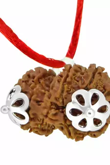 Certified Original Gauri Shankar Silver Plated Pendants Rudraksha Real Loose Bead For Men Women Locket Jewellery