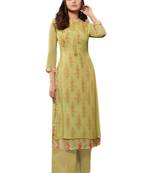 Green embroidered georgette party-wear-kurtis