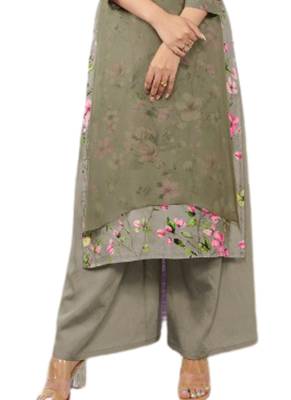Grey embroidered georgette party-wear-kurtis 3