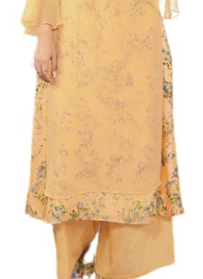 Yellow embroidered georgette party-wear-kurtis 3