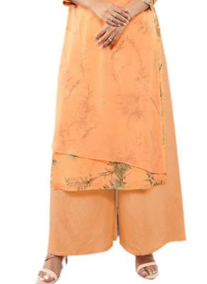 Peach embroidered georgette party-wear-kurtis 3
