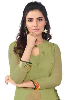 Green embroidered georgette party-wear-kurtis 2