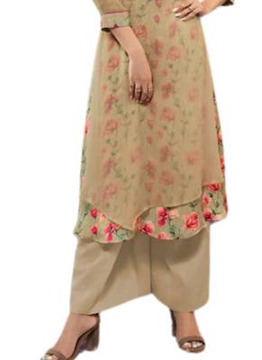 Beige embroidered georgette party-wear-kurtis 3