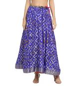 Blue printed silk blend skirts
