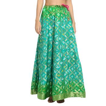Sea-green printed silk blend skirts 1