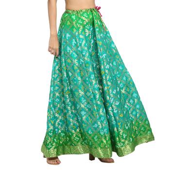 Sea-green printed silk blend skirts 4