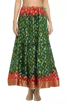 Green printed silk blend skirts
