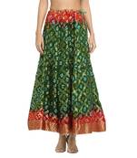 Green printed silk blend skirts