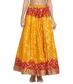 Yellow printed silk blend skirts