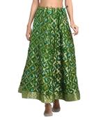 Green printed silk blend skirts
