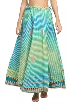 Sea-green printed cotton skirts