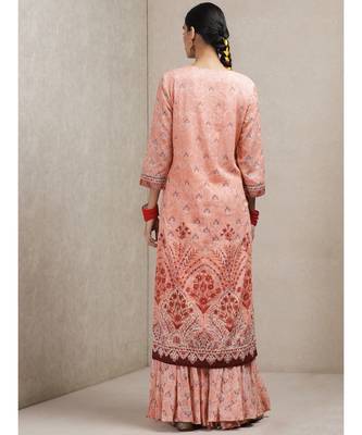 Pink cotton embroidered stitched  Kurta &  sharara &  dupatta 4