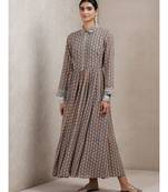 Grey cotton embroidered stitched  Kurta