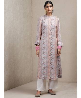 Grey Viscose  embroidered stitched  Kurta &  pant 1