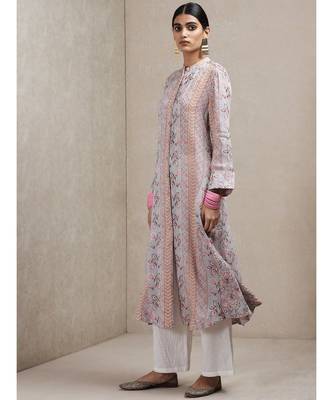 Grey Viscose  embroidered stitched  Kurta &  pant 2