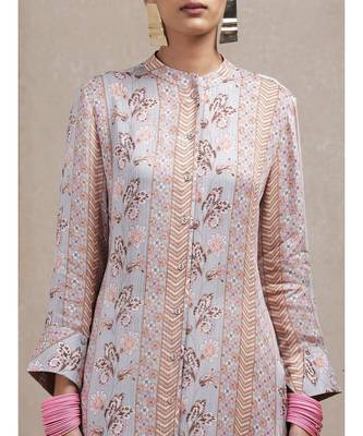 Grey Viscose  embroidered stitched  Kurta &  pant 5