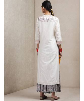 White cotton embroidered stitched  Kurta &  sharara &  dupatta 4