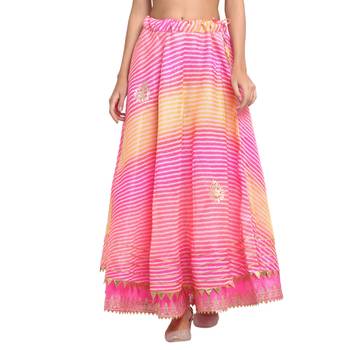 Pink printed cotton skirts 4