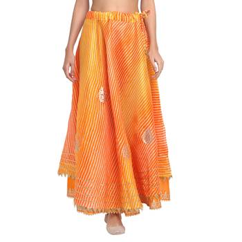 Orange printed cotton skirts 1
