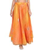 Orange printed cotton skirts