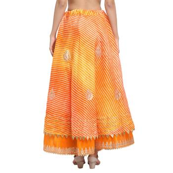 Orange printed cotton skirts 2