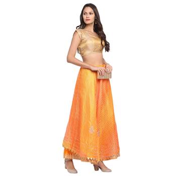 Orange printed cotton skirts 3