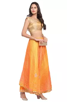 Orange printed cotton skirts