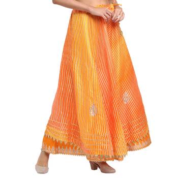 Orange printed cotton skirts 4