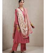 Pink cotton printed stitched  Kurta &  pant &  dupatta
