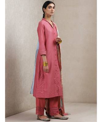 Pink cotton printed stitched  Kurta &  pant &  dupatta 3