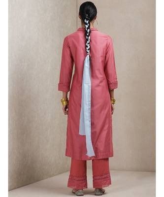 Pink cotton printed stitched  Kurta &  pant &  dupatta 4