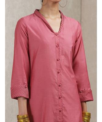 Pink cotton printed stitched  Kurta &  pant &  dupatta 5