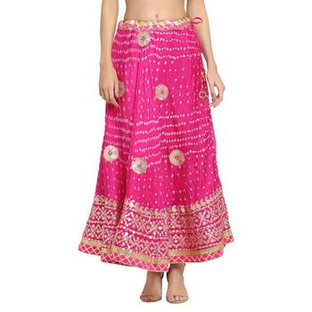 Pink printed silk blend skirts 1
