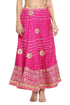 Pink printed silk blend skirts