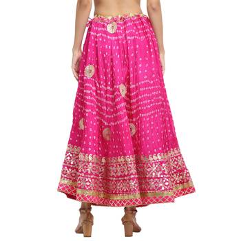 Pink printed silk blend skirts 2