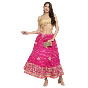 Pink printed silk blend skirts 3