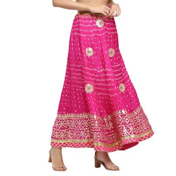 Pink printed silk blend skirts 4