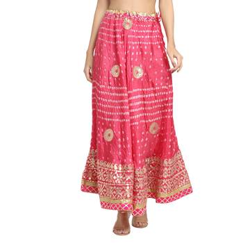 Peach printed silk blend skirts 1