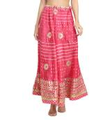 Peach printed silk blend skirts