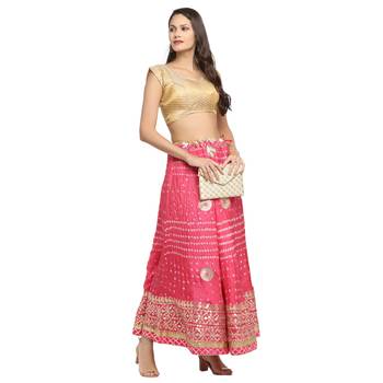 Peach printed silk blend skirts 3