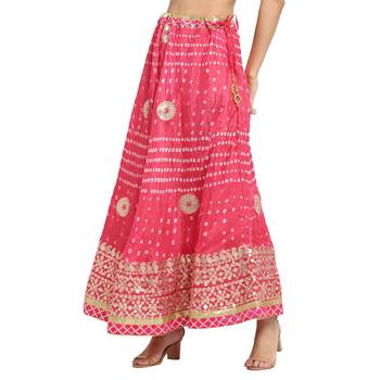 Peach printed silk blend skirts 4