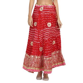 Red printed silk blend skirts 1