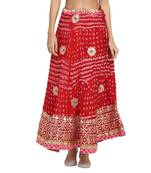 Red printed silk blend skirts