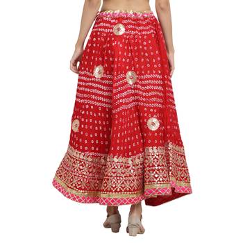 Red printed silk blend skirts 2