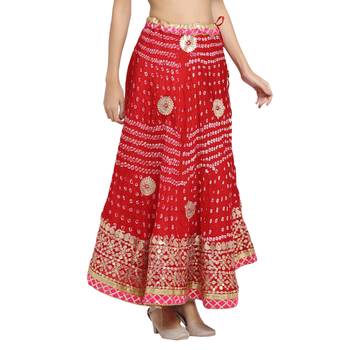 Red printed silk blend skirts 4