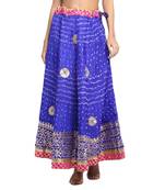 Blue printed silk blend skirts