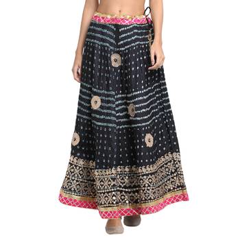 Black printed silk blend skirts 1
